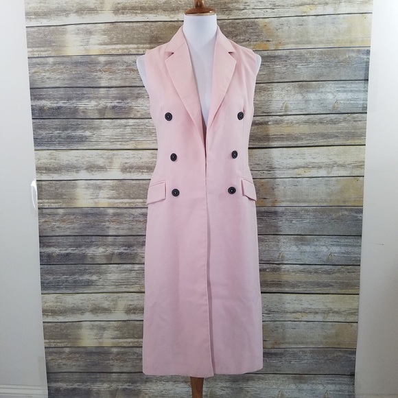 NWT Zara Pastel Blush Pink Long Vest Blazer - Picture 7 of 8